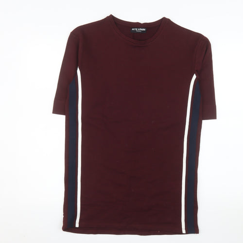 HITE PARK Unisex Adults Brown XS Slim Fit Crew Neck T-Shirt