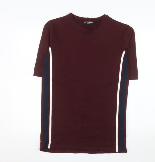 HITE PARK Unisex Adults Brown XS Slim Fit Crew Neck T-Shirt