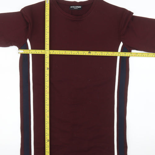 HITE PARK Unisex Adults Brown XS Slim Fit Crew Neck T-Shirt