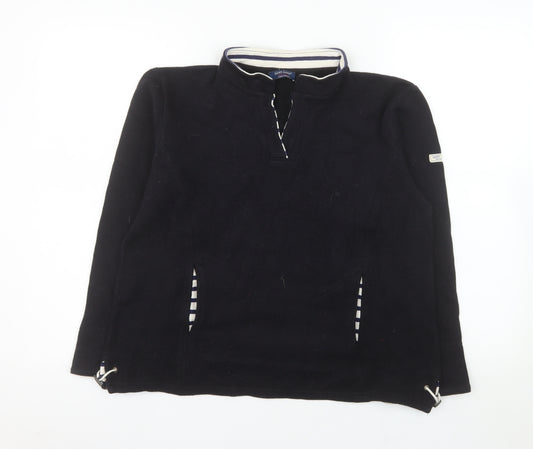 Saint James Women Black Wool Cotton Quarter Zip Sweatshirt UK 14