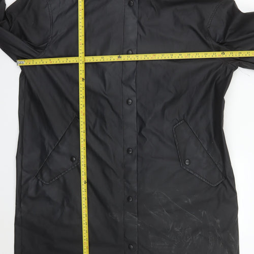 ASOS DESIGN Womens Black Hooded Rain Coat Size M Long Waterproof