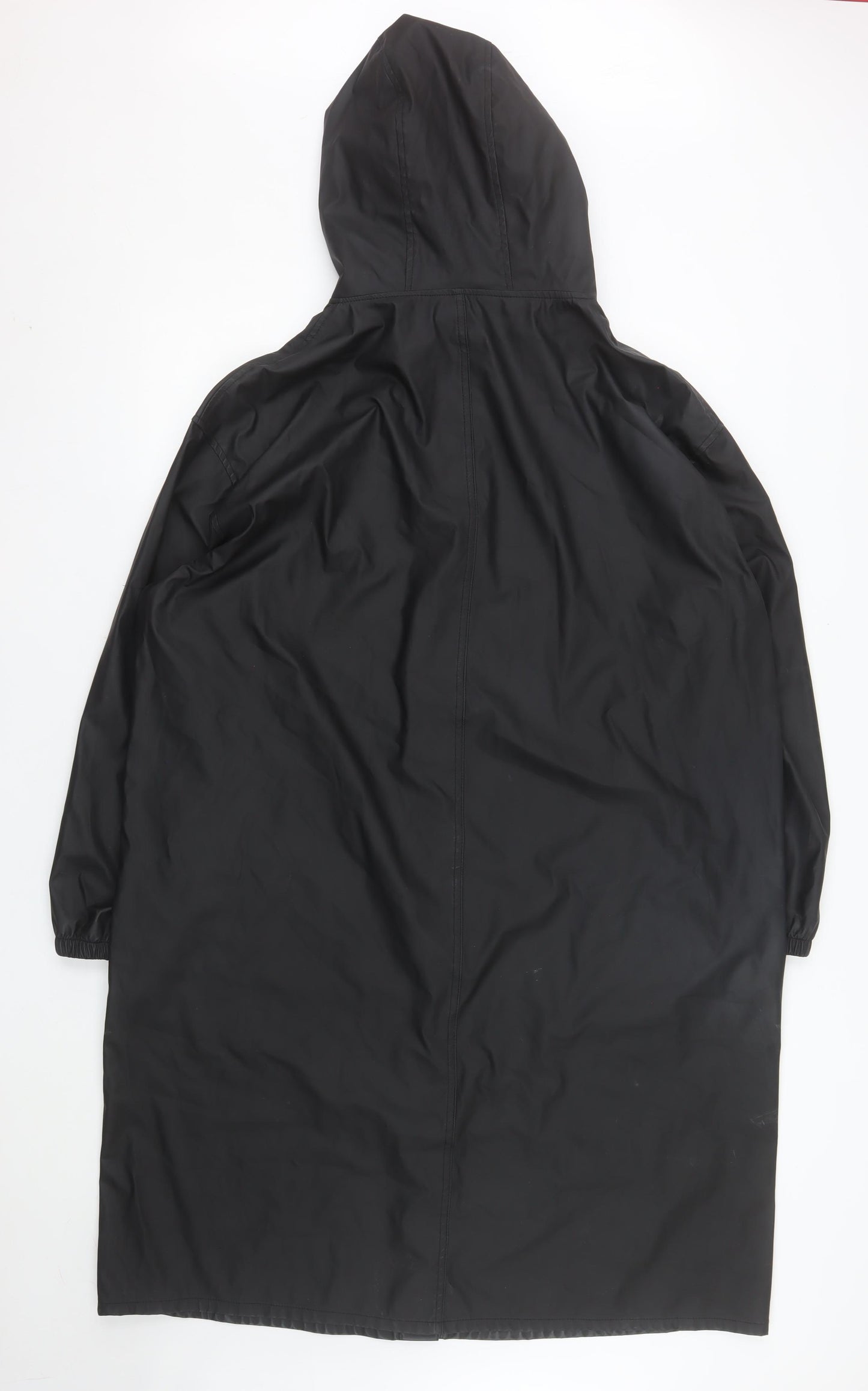 ASOS DESIGN Womens Black Hooded Rain Coat Size M Long Waterproof