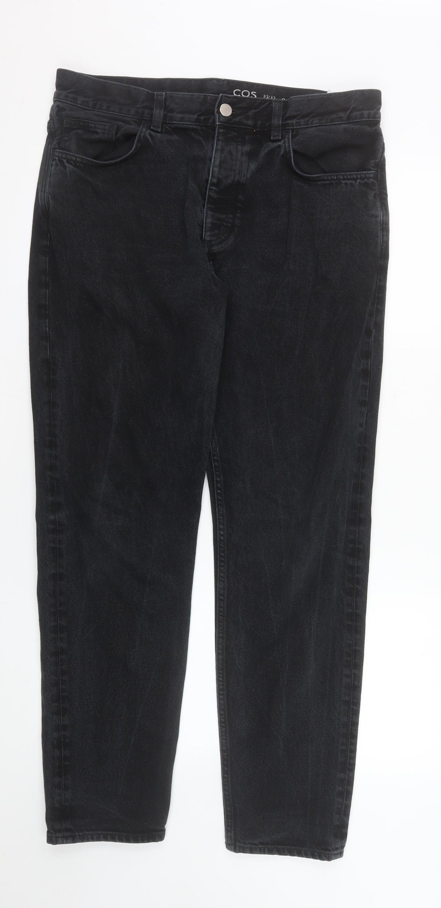 COS Women Black Mid Rise Tapered Jeans Size 33/32 Regular Fit