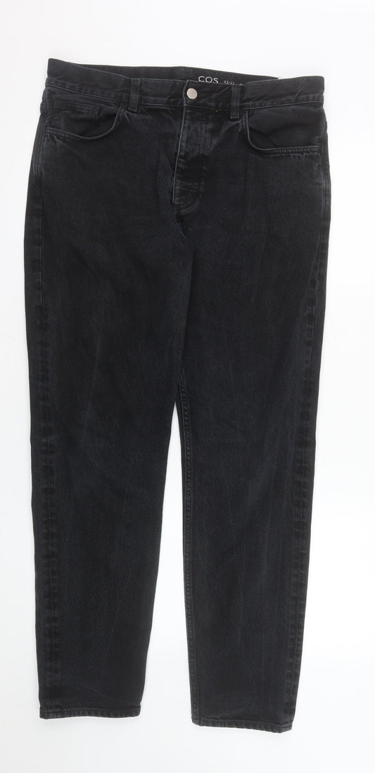 COS Women Black Mid Rise Tapered Jeans Size 33/32 Regular Fit