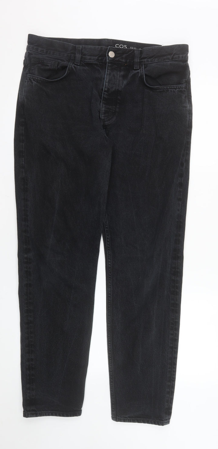 COS Women Black Mid Rise Tapered Jeans Size 33/32 Regular Fit