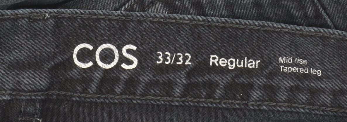 COS Women Black Mid Rise Tapered Jeans Size 33/32 Regular Fit
