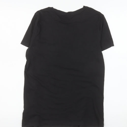 Puma Women's Black Floral Logo Crew Neck Short Sleeve T-Shirt M