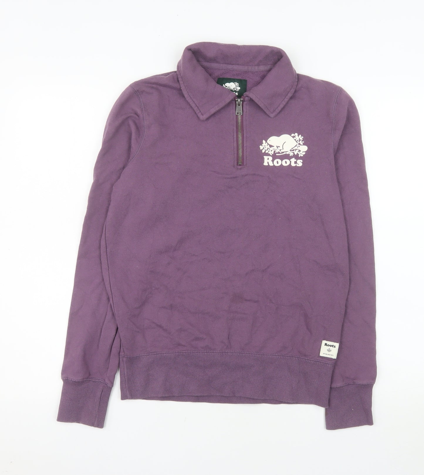Roots Womens Purple 1/4 Zip Pullover Sweatshirt XS