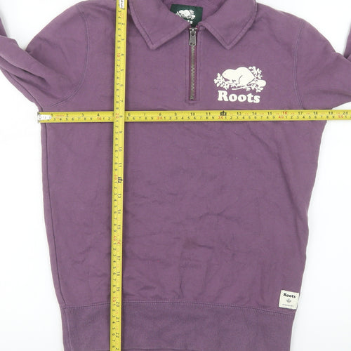 Roots Womens Purple 1/4 Zip Pullover Sweatshirt XS