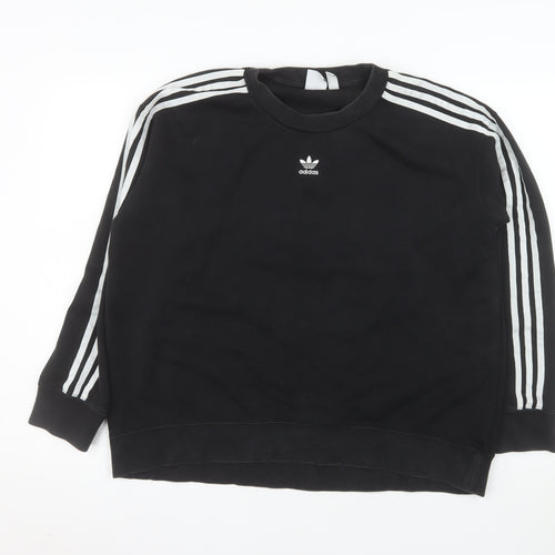 Adidas Womens Black Crew Neck Long Sleeve Pullover Sweatshirt Size 14
