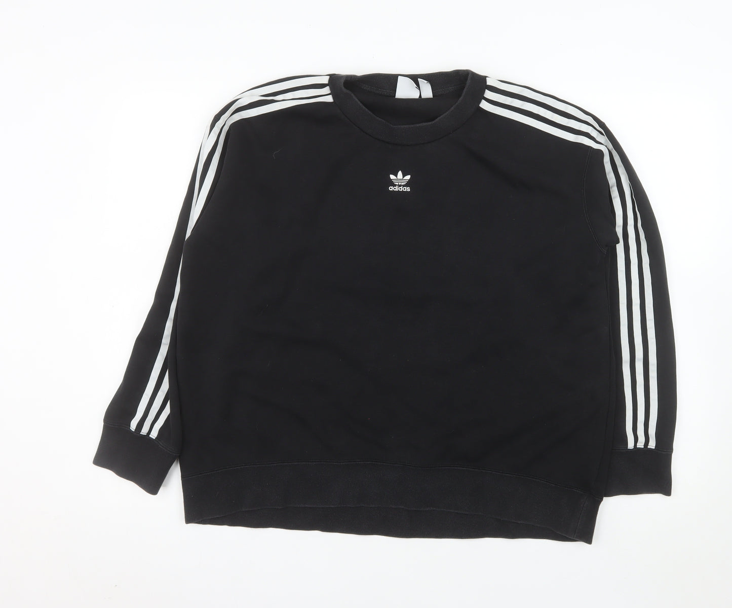 Adidas Womens Black Crew Neck Long Sleeve Pullover Sweatshirt Size 14