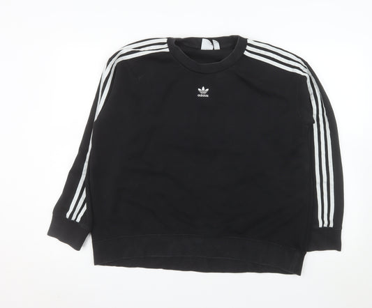 Adidas Womens Black Crew Neck Long Sleeve Pullover Sweatshirt Size 14