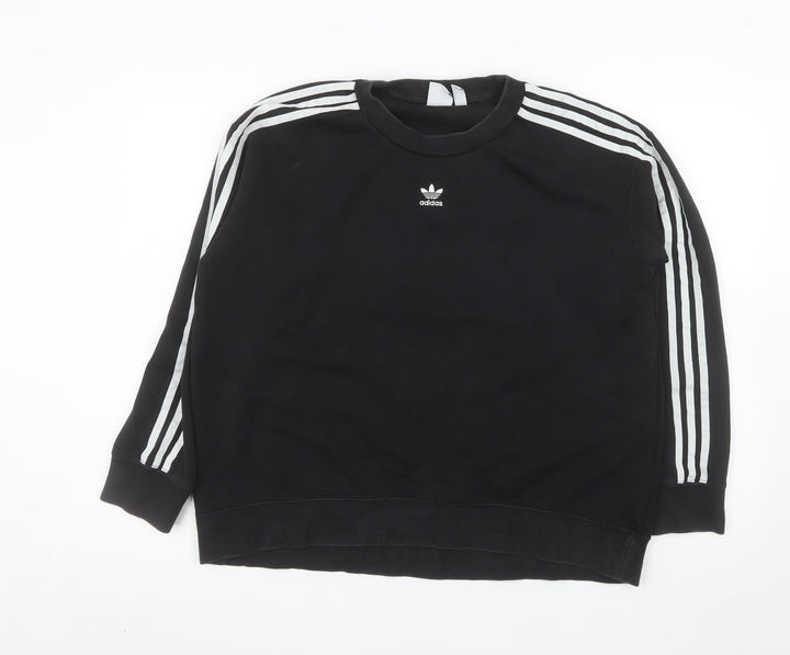 Adidas Womens Black Crew Neck Long Sleeve Pullover Sweatshirt Size 14