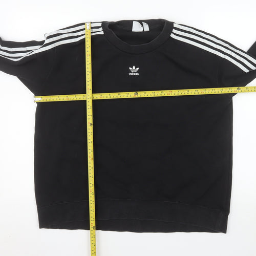 Adidas Womens Black Crew Neck Long Sleeve Pullover Sweatshirt Size 14