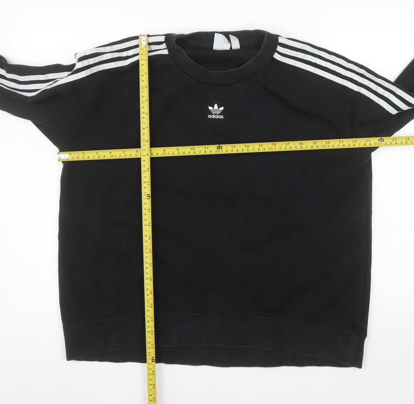 Adidas Womens Black Crew Neck Long Sleeve Pullover Sweatshirt Size 14