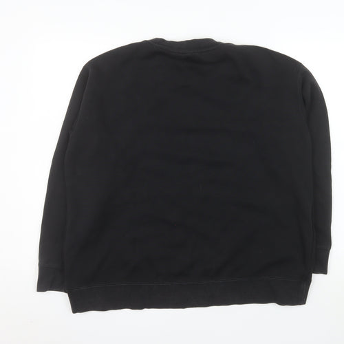 Adidas Womens Black Crew Neck Long Sleeve Pullover Sweatshirt Size 14