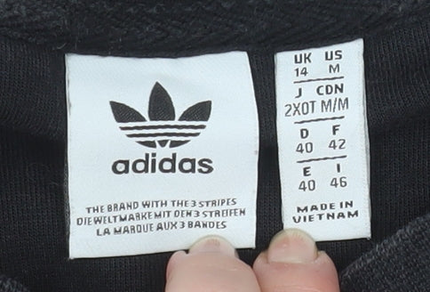 Adidas Womens Black Crew Neck Long Sleeve Pullover Sweatshirt Size 14