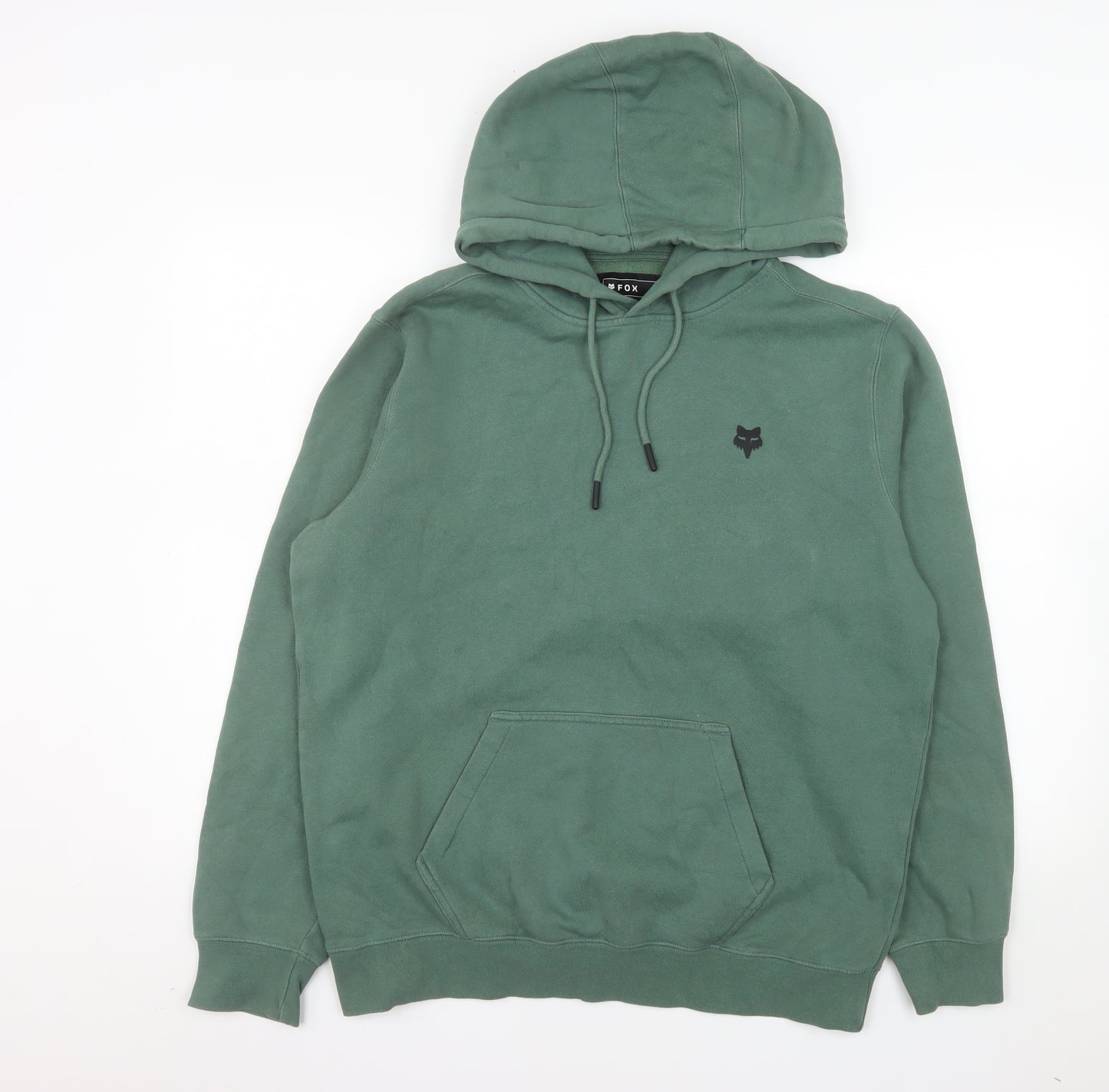 Fox Men's Green Pullover Hoodie Medium Graphic Fleece Sweatshirt