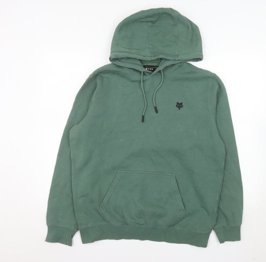 Fox Men's Green Pullover Hoodie Medium Graphic Fleece Sweatshirt