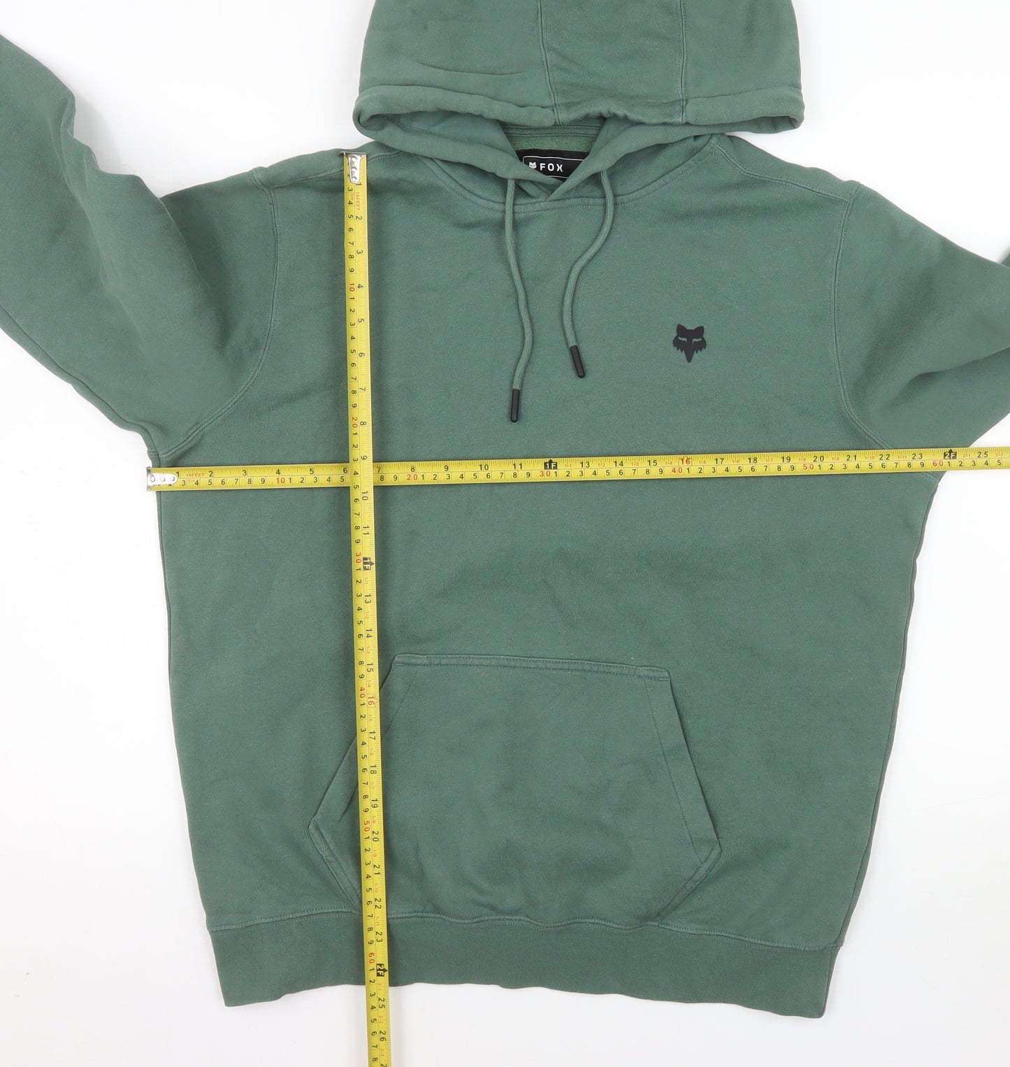 Fox Men's Green Pullover Hoodie Medium Graphic Fleece Sweatshirt
