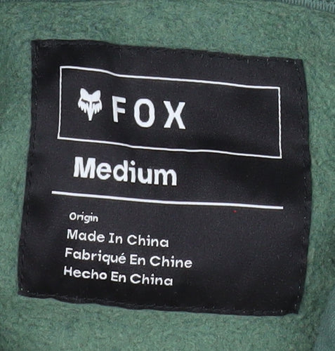 Fox Men's Green Pullover Hoodie Medium Graphic Fleece Sweatshirt