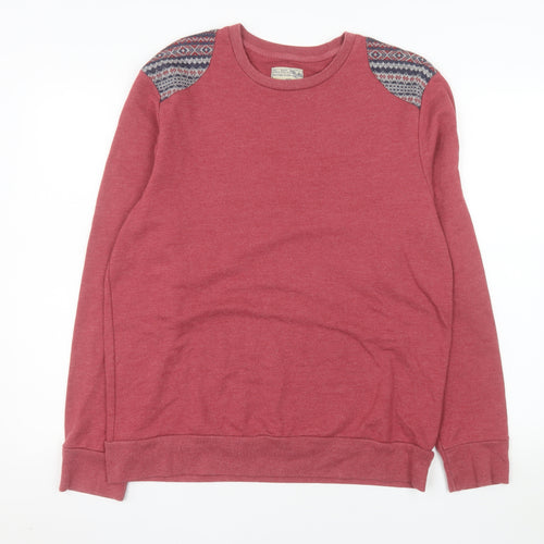 Burton Mens Red Fair Isle Shoulder Crew Neck Sweatshirt Size L