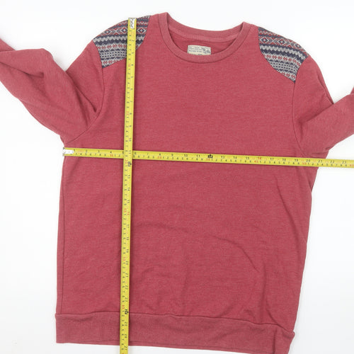 Burton Mens Red Fair Isle Shoulder Crew Neck Sweatshirt Size L