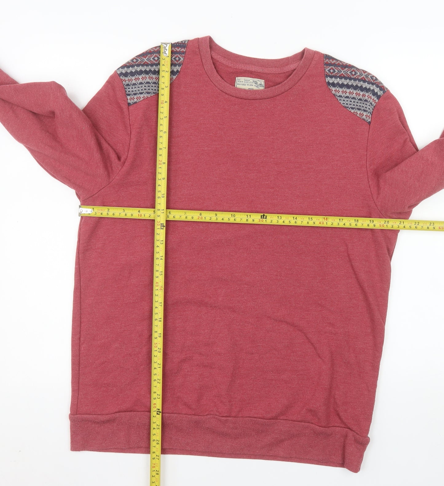 Burton Mens Red Fair Isle Shoulder Crew Neck Sweatshirt Size L