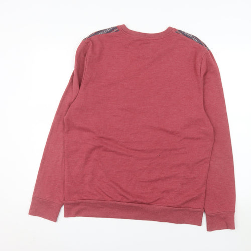 Burton Mens Red Fair Isle Shoulder Crew Neck Sweatshirt Size L