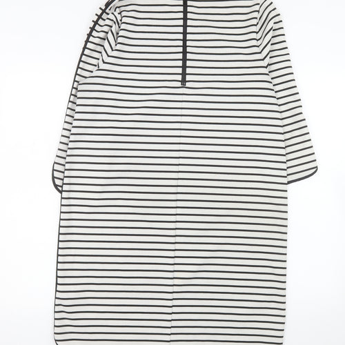 Kenar Women Black White Striped Shift Dress Size 14 3/4 Sleeve