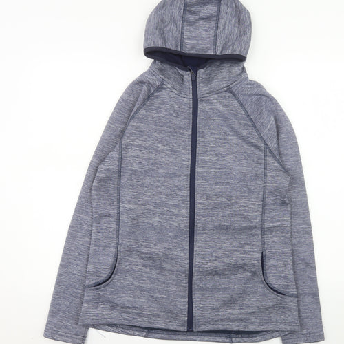 Zakti Women's Blue Hooded Full Zip Fleece Jacket UK 14