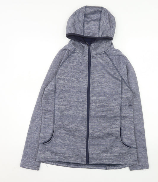 Zakti Women's Blue Hooded Full Zip Fleece Jacket UK 14