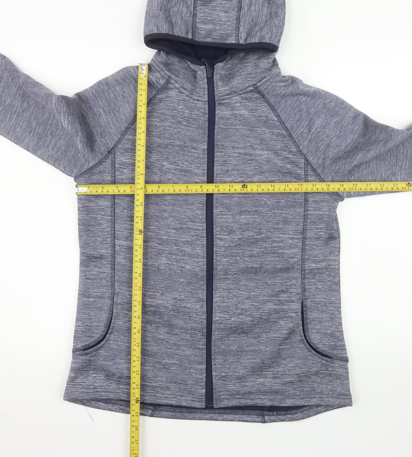 Zakti Women's Blue Hooded Full Zip Fleece Jacket UK 14