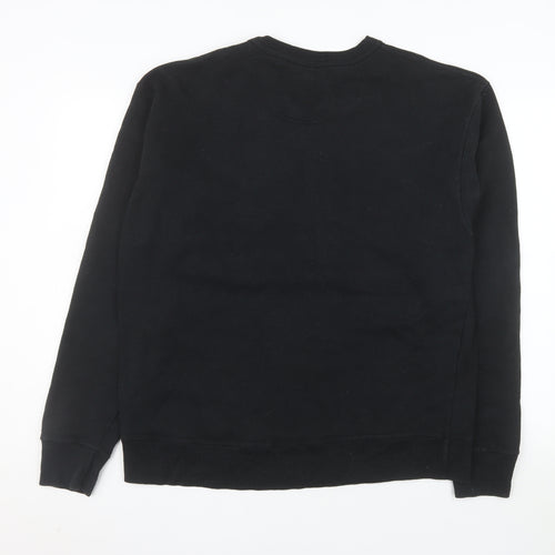 Champion Men's Black Pullover Sweatshirt L Logo Crew Neck Fleece