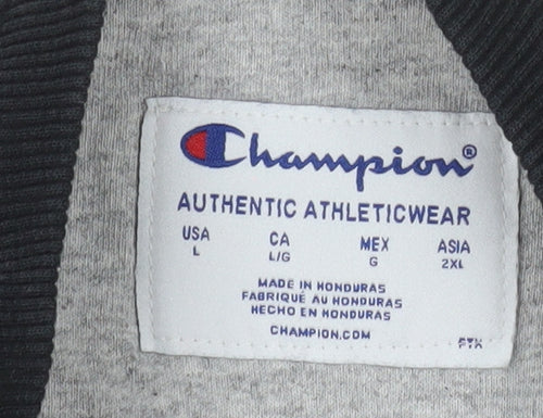 Champion Men's Black Pullover Sweatshirt L Logo Crew Neck Fleece