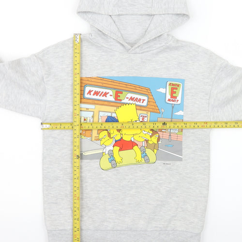 Primark Boys Grey Bart Simpson Hoodie 9-10 Years Pullover Fleece