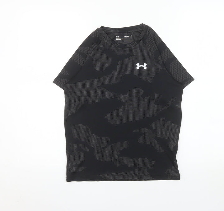 Under Armour Boys Black Camouflage Short Sleeve Sports T-Shirt M