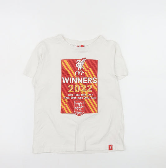 LFC Boys White 7-8 Years Cotton Carabao Cup 2022 Winners T-Shirt