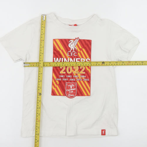 LFC Boys White 7-8 Years Cotton Carabao Cup 2022 Winners T-Shirt