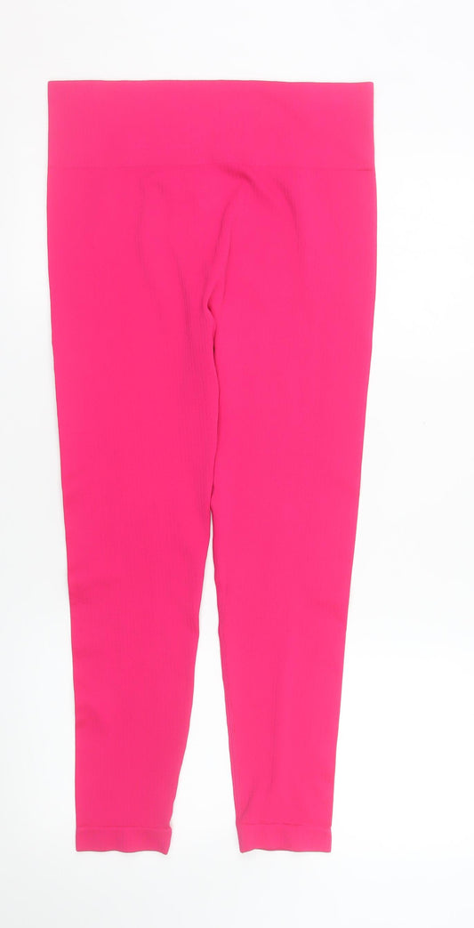 Workout Women’s Pink Seamless Leggings L Elastic Waist Slim Fit