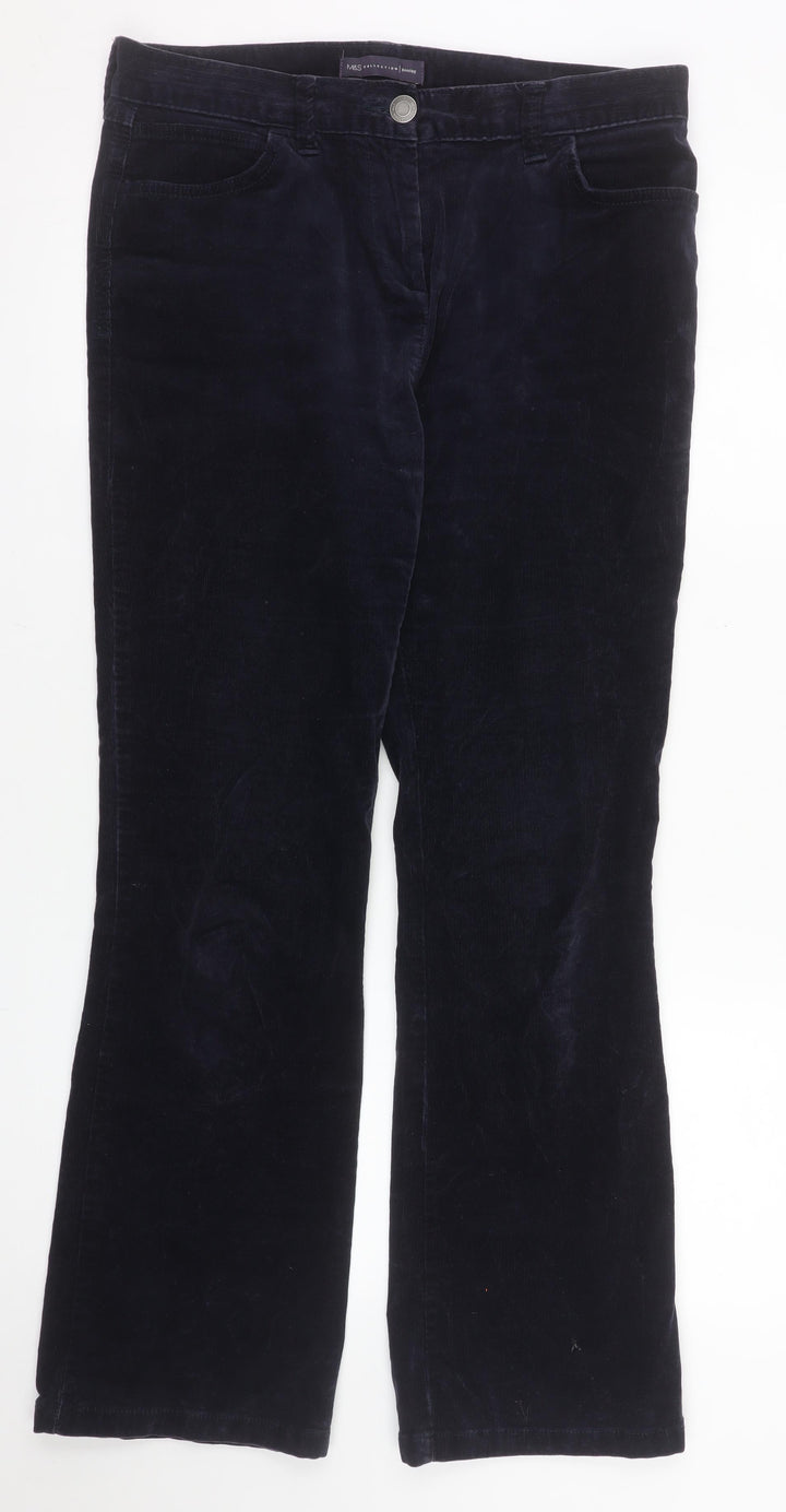 Marks and Spencer Women’s Blue Corduroy Straight Leg Trousers UK 12