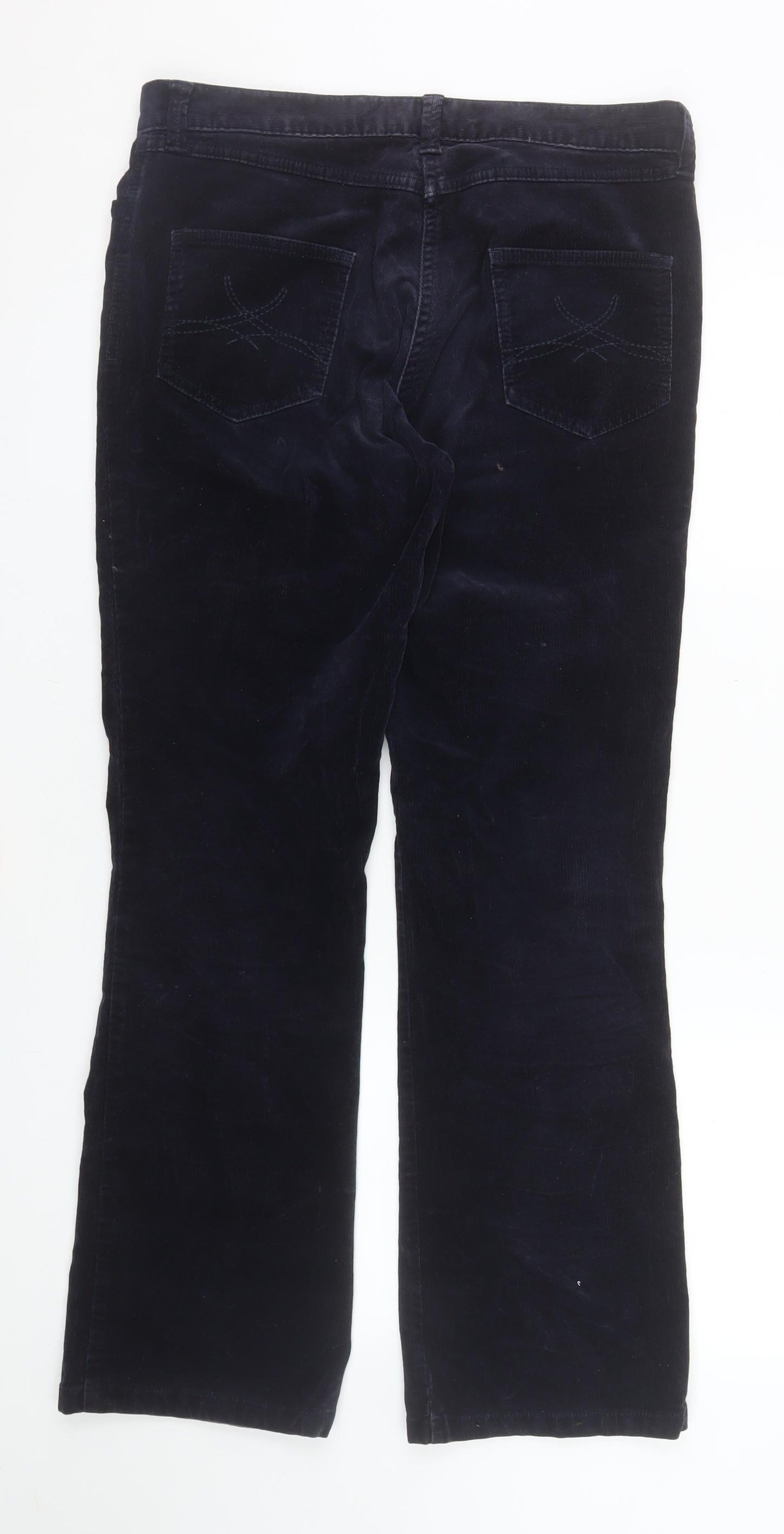 Marks and Spencer Women’s Blue Corduroy Straight Leg Trousers UK 12