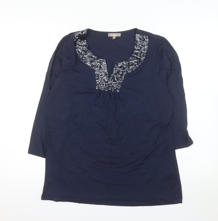 Soon Women's Blue Sequin V-Neck Tunic Top Size 14