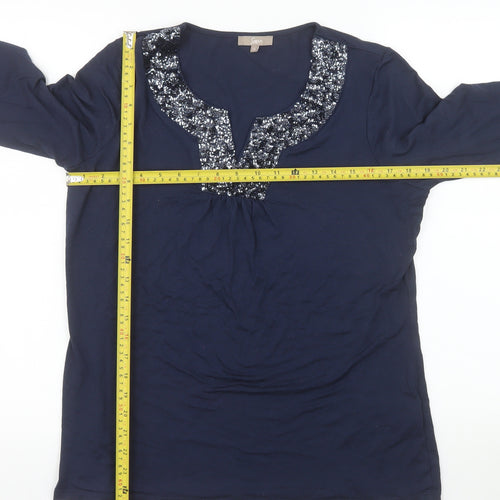 Soon Women's Blue Sequin V-Neck Tunic Top Size 14