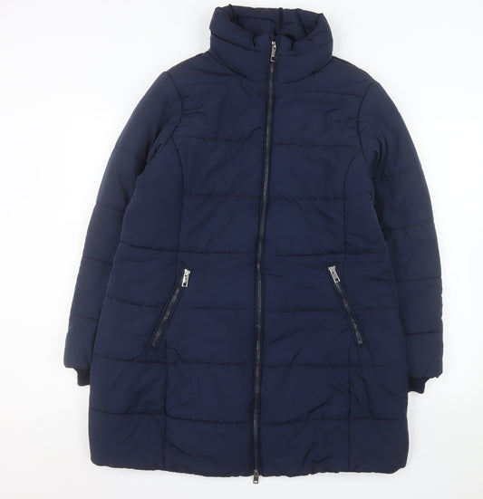 Marks and Spencer Womens Blue Long Puffer Coat Size 16