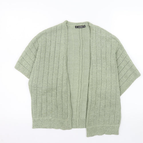 Dunnes Women Green Open-Knit Short Sleeve Cardigan M