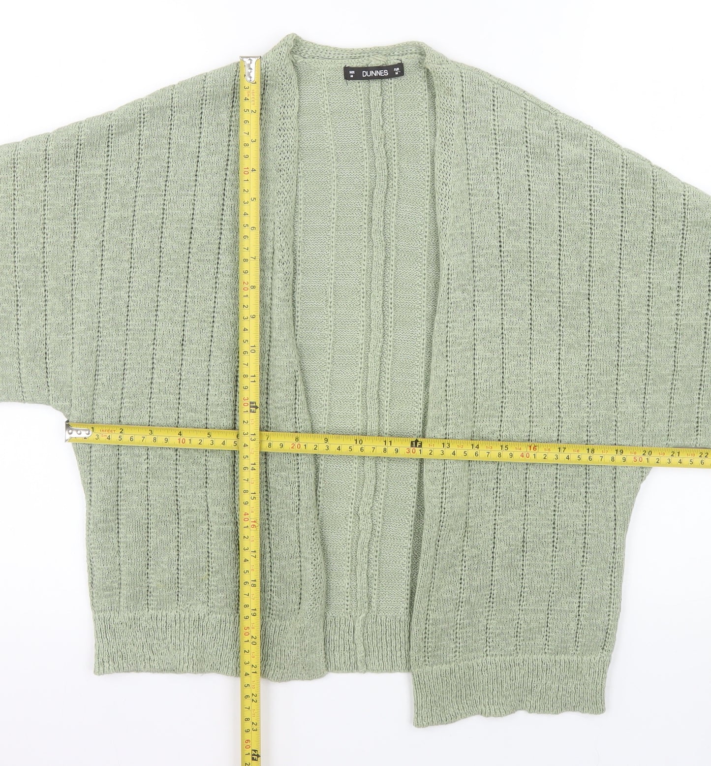Dunnes Women Green Open-Knit Short Sleeve Cardigan M