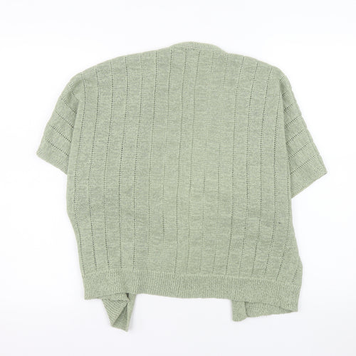 Dunnes Women Green Open-Knit Short Sleeve Cardigan M