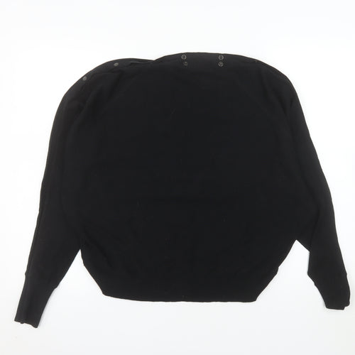 AllSaints Women Black Medium Pullover Sweatshirt Organic Cotton