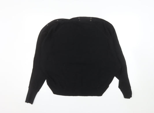AllSaints Women Black Medium Pullover Sweatshirt Organic Cotton